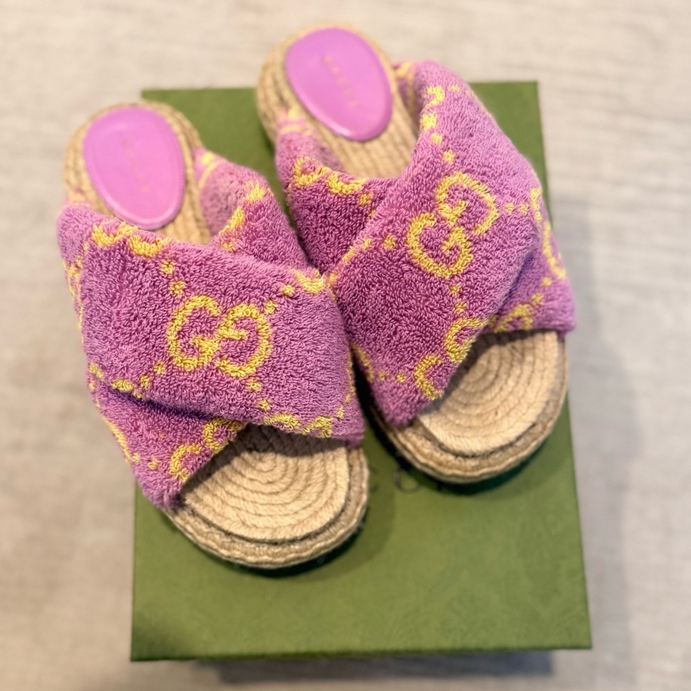 Gucci Purple/Pink Espadrille Sandals